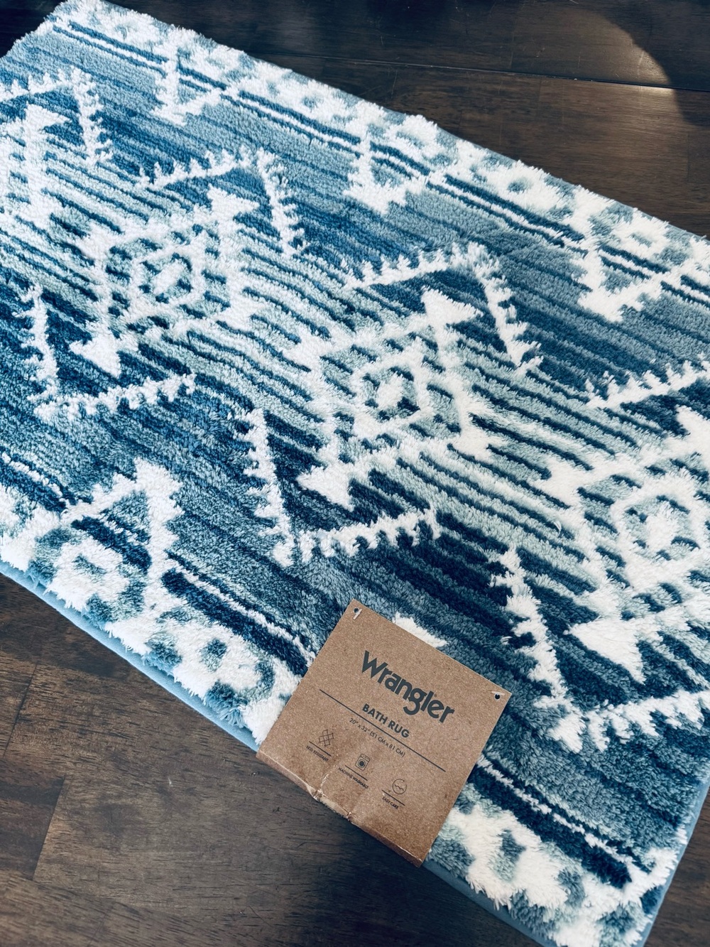 Wrangler Blue Western Southwest Tribal Soft Bath Mat